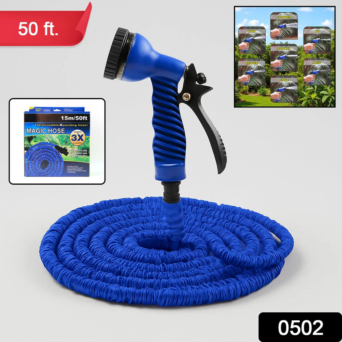 Expandable Magic Garden Hose with Spray Gun, Approx. 4 Meter Pipe (1 Set / Mix Color)
